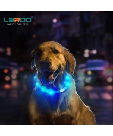 Laroo LED Dog Collar - USB Rechargeable Night Safety Luminous Collar for All Dog Sizes - 3 Modes - Blue - Buy Online on GoSupps.com