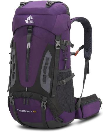 RuRu monkey Hiking Backpack With Rain Cover - Purple - 60L