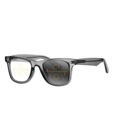 EFLAL Varifocal Multifocal Men Women Rivet Classic Retro Acetate UV400 Transition Photochromic Reading Glass +1.0 +3.0 Gray 1.5 x