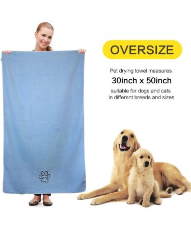 Buy Kinhwa Extra Absorbent XXL Dog Towel - Quick-Drying Microfiber for Dogs & Cats - Washable Durable Light & Dark Blue (76cm x 127cm) - Buy Online on GoSupps.com