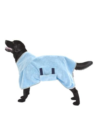 VAKOWOO Dog Drying Coat Dog Towelling Drying Coat Microfibre Dog Dressing Gown Drying Towel Bath Robe Bathrobe for Small Medium Dog Super Absorbent & Fast Drying Adjustable Collar and Waist (M)