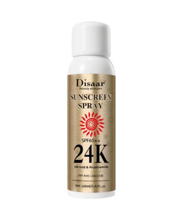 Sunscreen Spray SPF60 24K Gold Nicotinamide Sunblock Spray Face Sun Protect Anti-Aging Facial Body Care 160ml 5.41fl.oz