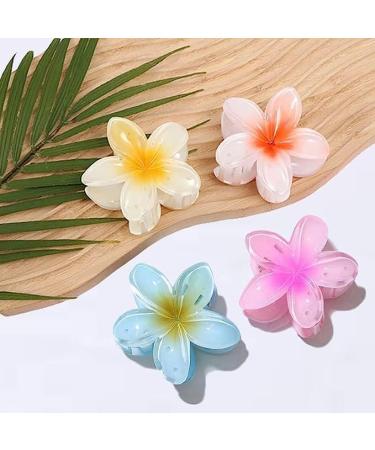 Plumeria Flower Hair Claw Clips - 7Pcs Slipproof Plastic Hairpins | Trendy Hawaiian Accessories for Weddings & Beach Parties - Buy Online on GoSupps.com
