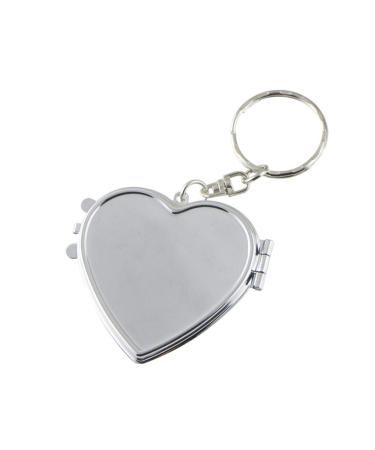 NUOBESTY Love Key-Chain Heart Shaped Compact Travel Pocket Mirror Compact Makeup Mirror Keychain for Women