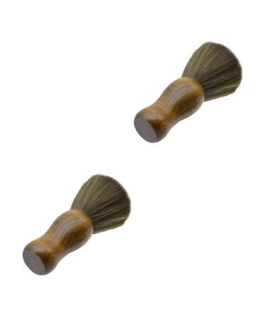 Minkissy 2st Hair cutting edge set wood tools Broken hair removal tool cleaning brush Staubbrush bamboo neck 15.5x3.2cm x2PCs braunx2st