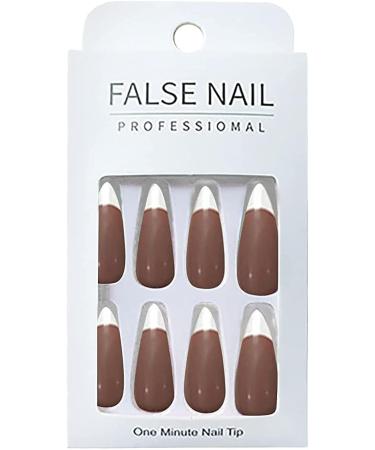 Press on Nails Professinal False Nail Kit -3D French Long Press on Nails Glossy Fake Nails Full Cover Ballerina Nails Tips for Women and Girls Gift (Color : H) (H) - Buy Online on GoSupps.com