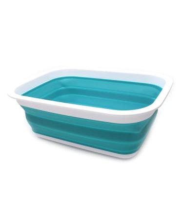 SAMMART 9.2L Collapsible Tub - Portable Outdoor Picnic Basket/Crater - Foldable Shopping Bag - Space Saving Storage Container (Bright Blue)