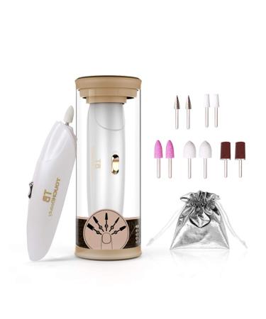 TOUCHBeauty Cordless Nail File Drill with Led Lights, 10in1 Electric Manicure Set for Women Natural Toenails Fingernails Sander Buffer Polish Battery Operated Golden 10in1 Champagne Gold
