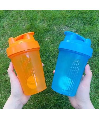 OOTD Protein Shaker Bottle 400ml - Leakproof BPA Free Perfect for Creamy Whey Protein Shakes - Includes Sieve & Scale (2PCs: Blue & Orange) - Buy Online on GoSupps.com