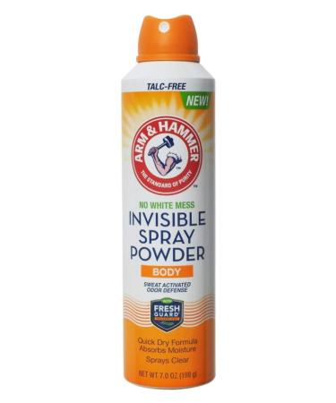 Arm + Hammer Invisible Body Powder Spray Eliminates Body Odor & Absorbs Moisture & Sweat while Spraying Clear 7 Ounce (Pack of 2) Fresh 7 Ounce (Pack of 2)