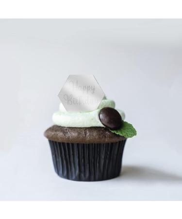 30 Pieces Acrylic Cake Discs Cupcake Toppers Mini Engraved Mirror Topper DIY Decorations for Birthday Cake Cupcake (Hexagon) - Buy Online on GoSupps.com