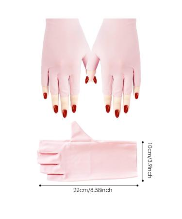 Unaone 2 Pairs Anti UV Gel Manicure Gloves - Fingerless Protection from UV Light Lamp - Pink (4 Count) - Buy Online on GoSupps.com