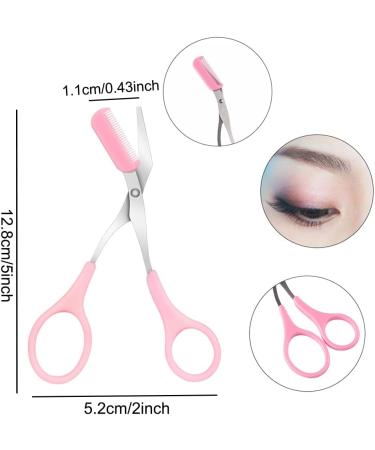 Pink Stainless Steel Eyebrow Grooming Shear Scissors with Plastic Comb - AKOAK 1 Count - Buy Online on GoSupps.com