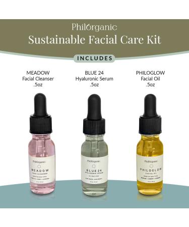 Philorganic Sustainable Facial Care Kit | Organic Cleanser Hyaluronic Serum & Oil | Eco-Friendly Spa Gift | Small Batch USA Made - Buy Online on GoSupps.com