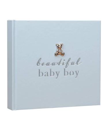 Widdop New Baby 50 6'x4' Photo Album with Silver Teddy Attachment - Beautiful Baby Boy