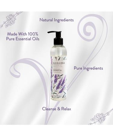 Sonoma Lavender Shower Gel - Natural Non-Toxic Body Wash with Essential Oils & Vitamins - 8oz - Buy Online on GoSupps.com