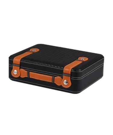 Cigar Box Humidors Barware Cigar Box Leather Cigar Box Portable Cigar Box Cigar Cigar Box Portable Cigar Box Snow Box High-end Smoking Cigar Storage Box Woven Leather Pattern Cooking & Dining 24*21.5*6.3cm Black