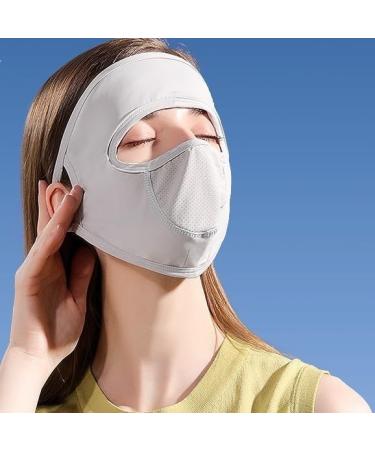 NAERTFD Summer Sun Protection Mask for Women - Breathable Ice Silk Full Face Veil for Outdoor Sports - Blue - Buy Online on GoSupps.com