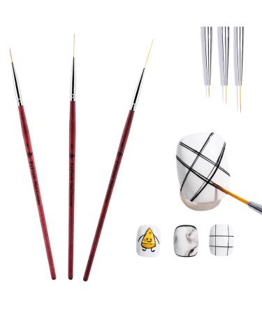 Nail brush set 3 pieces nail liner brush brush nail art decorative 11 mm liner brush for marble tools beginners learn tools