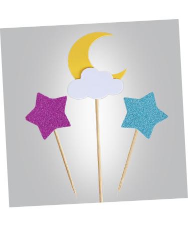 Garneck 24pcs Cake Decorations Moon Decor Cake Toppers Creative Toppers Cake Decoration Toppers Wooden Decoration Toppers Portable Insert Card - Buy Online on GoSupps.com