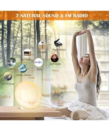Light Alarm Clock with Sunrise Simulation | LED Wake Up Light & FM Radio | 7 Colors & Alarm Tones for Kids & Adults - Buy Online on GoSupps.com