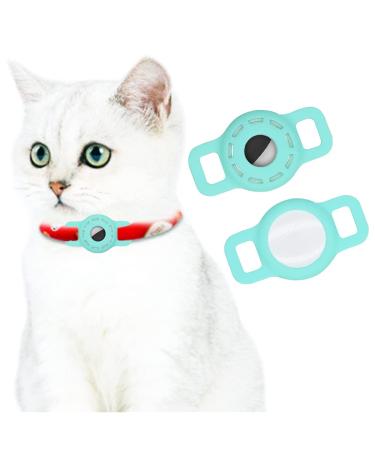 AirTag Silicone Case for Dog Collar Adjustable Portable AirTag GPS Finder Case for Cat Dog Collar 2 Pack (Mint Green)