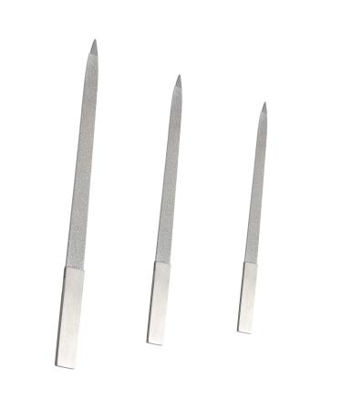 AOVNA 3 Pieces Diamond Nail File Stainless Steel Buffer Fingernails Toenails Manicure Files Double Side Long Handle Nail File 3 Sizes