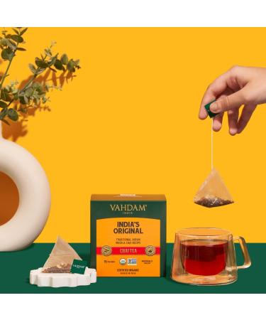 VAHDAM Masala Chai Tea Bags - 30 Pyramid Bags, 100% Natural Spices, No Added Flavouring - Black Tea with Cardamom, Cinnamon, Black Pepper, Clove - Made in India - 15 Count - Buy Online on GoSupps.com