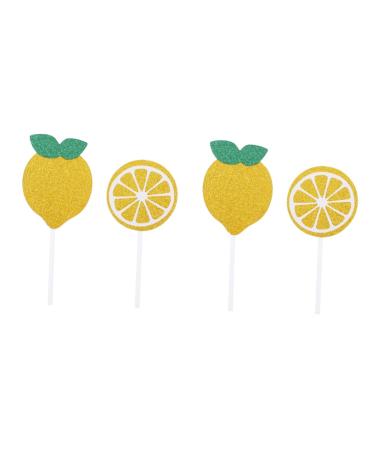 Abaodam 48 pcs Lemon Cake Toppers birthday toppers for cakes birthday cupcake topper birthday cake decorations gold trim gold decorations cocktail garnish party supplies baby summer