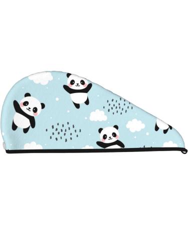 Buy Cute Panda Bear Microfiber Hair Towel - Soft Absorbent Coral Velvet Wrap for Long Curly Thick Hair | Quick Drying & Perfect for Women - Buy Online on GoSupps.com