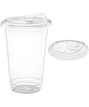 Cangfort 17 oz. Clear Cups with Strawless Sip-Lids PET Crystal Clear Disposable 17oz Plastic Coffee Cups with Lids to Go Cups for Iced Coffee Smoothies Soda Party Drinks Bubble Tea 50 Sets  - Buy Online on GoSupps.com