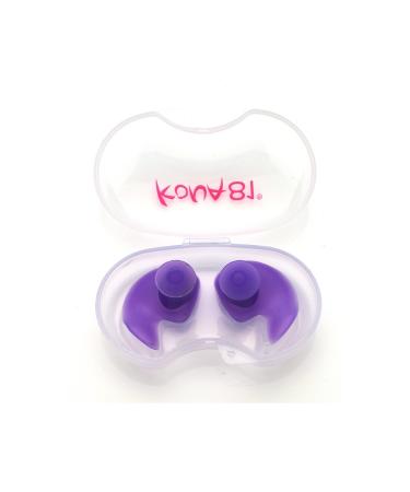 KONA81 Accessories -Ear Plugs with Storage Case Chlorine-Proof Waterproof Soft Comfortable Lightweight Reusable Unisex for Adults Men Women Children Purple