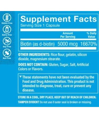 The Vitamin Shoppe Biotin 5000MCG - Nutrient Metabolism Support for Hair, Skin, Nails - 120 Capsules - Buy Online on GoSupps.com