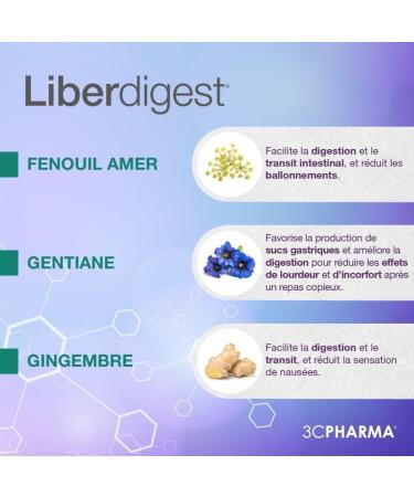 LIBERDIGEST | Digestive Supplement with Natural Extracts | Bloating Digestive Discomfort and Heaviness | Practical Unicadose Format | Box of 14 Unicadoses - 3C PHARMA - Buy Online on GoSupps.com