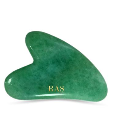 RAS LUXURY OILS Jade Gua Sha Face Lifting Massager Facial Tool Sculpt Jaw Cheek & Eyebrows Relax Face Muscles Reduces Puffiness & Wrinkles Spa Acupuncture Face Trigger Point Therapy Green