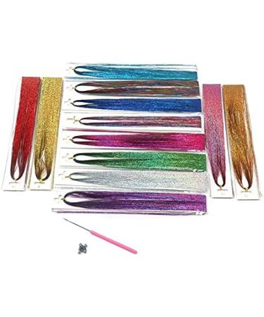 Pmandgk Hair Tinsel Strands with 12 Colors Hair Tinsel Strands Kit Hair Extensions Shiny Silk Tinsel - Buy Online on GoSupps.com