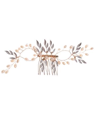 MAGICLULU Piece Pearl Hair Comb Tiara Wedding Hair Comb Pearl Hair Accessories Pearl Wedding Hair Wedding Accessories for Brides Bridal Hair Comb Hair Topper Alloy Manual Bridesmaid Beads