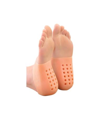 Invisible Height Increase 5CM Silicone Socks Gel Heel Pads Orthopedic Arch Support Heel Cushion Insoles Foot Massage Pad(Beige 2CM) 2CM Beige
