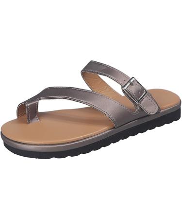 Creev Women's Flip Beach Sandals - Summer PU Leather Slippers Non-Slip Outdoor Clip-Toe Flip-Flops for Casual Hiking - Available in Bronze (37 EU-41 EU) - Buy Online on GoSupps.com