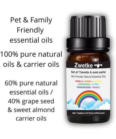 Pet-Friendly 7 Essential Aromatherapy Oils Gift Set for Whole Family - Vanilla, Ginger, Copaiba, Cedarwood, Myrrh, Frankincense, Niaouli - 60% Pure Oils, 40% pet-Compatible Carrier Oils - Buy Online on GoSupps.com