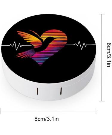 Hummingbird Heart ECG Print Contact Lens Case with Mirror | Cute & Portable Eye Lens Travel Kit - Buy Online on GoSupps.com