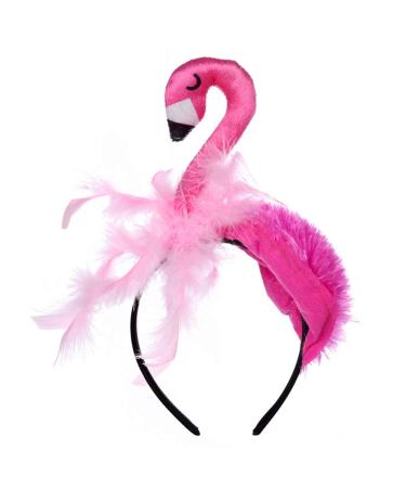 Flamingo Headband Cute Flamingo Party Head Bopper Pink Feather Colorful Hair Accessories for Girls Teens Women (Pink)