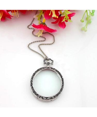 10X Necklace Magnifier Pocket Magnifying Glass Monocle Hanging Pendant Chain Reading Magnifier Loupe with 47mm Glass Lens for Books Newspapers Maps Crafts Hobby (Color : Silver) - Buy Online on GoSupps.com