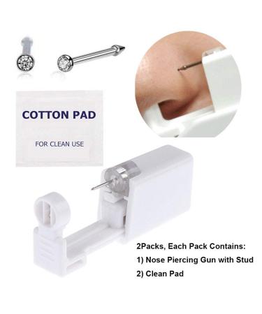 YZWDTGS Nose Piercing Gun Kit - 2 Pack Self-Disposable Tool for Safe Nose & Cartilage Piercing - Includes Nose Stud Jewelry - Buy Online on GoSupps.com