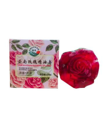 REN XIN CHANG Rose Oil Soap Rose Shape Soap Enriched with Rose Essential Oil & Rose Petals Handcrafted Yunnan Rose Essential Oil Moisturizing Natural Glycerin Soap - Skin Care100g 3.53oz