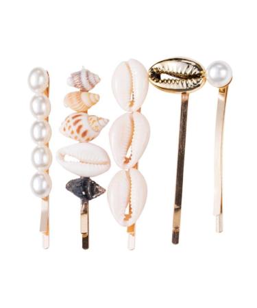 Holibanna pearl hair clip 5 pieces shell hairpise pearl hairpins ocean beach hair clips hair jewelry for women party wedding deliveries hair accessories from pearls