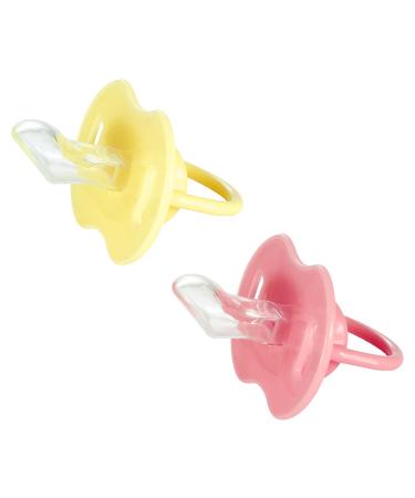 Silicon Schnuller calms Schnuller soft pacifier BPA-free pacifier baby pacifier pacifier with knobs pacifier with dustproof cover suitable for 0-18 months yellow+pink 2 pieces