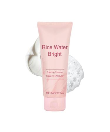 Rice Water Bright Facial Cleansing Foam, Korean Face Cleanser, Face Cleansing Foam, Rice Water, Moisturizing Foaming Cleansing and Brightening, Korean Skin Care (1)