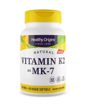 Healthy Origins, Vitamin K2 MK-7, 100mcg, Natto Based, 60 Capsules, Gluten Free, Soy-Free, Non-GMO