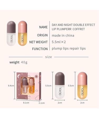 2 Pcs Natural Lip Plumper Gloss Set for Fuller Lips - Day & Night Moisturizing Formula for Lip Enhancement and Repair - Buy Online on GoSupps.com